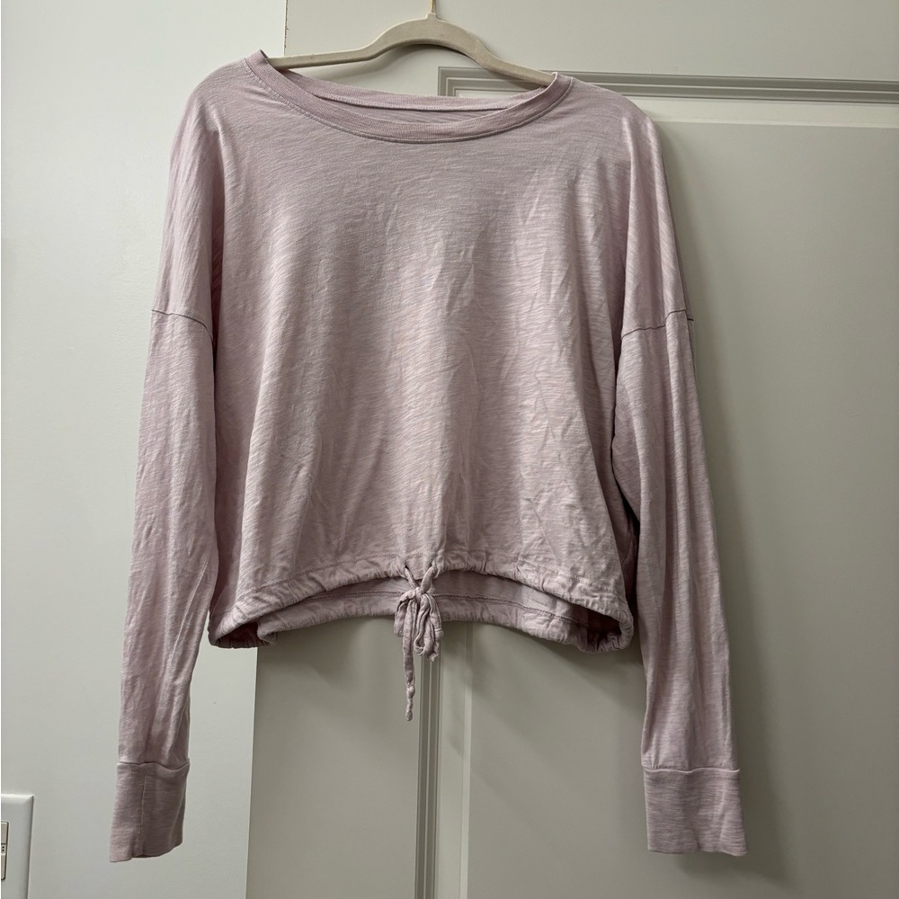 Madewell Purple and Pink Tie Front Crop Sweatshirt